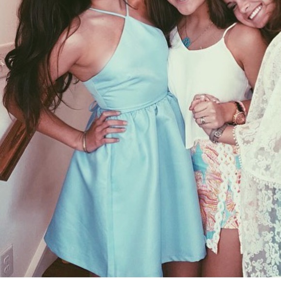 Light blue lace up l'atiste dress - Picture 1 of 5